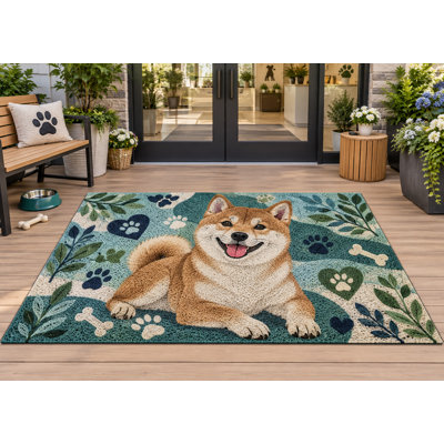 Tapis d'extérieur 5 po x 7 pi Shiba Inu Botanical