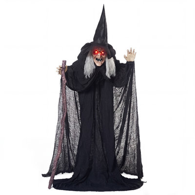 72" Outdoor Halloween Decorations Animatronics Witch with Cane