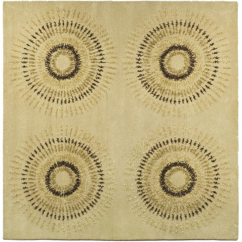 Nonia Hand Tufted Wool Geometric Rug, Square 6'