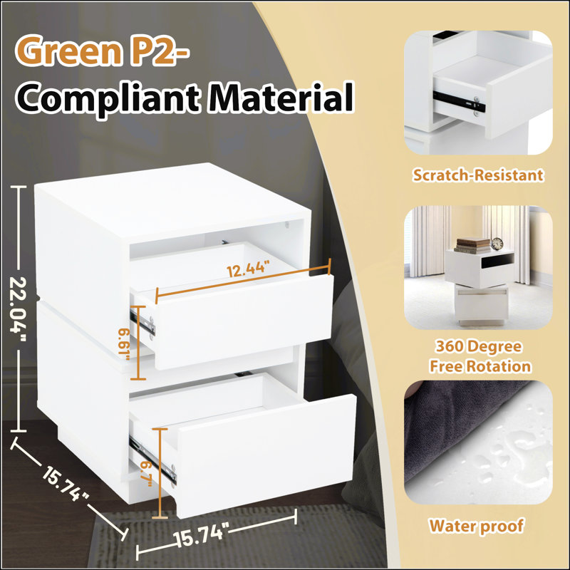 Rotatable Nightstand End Table