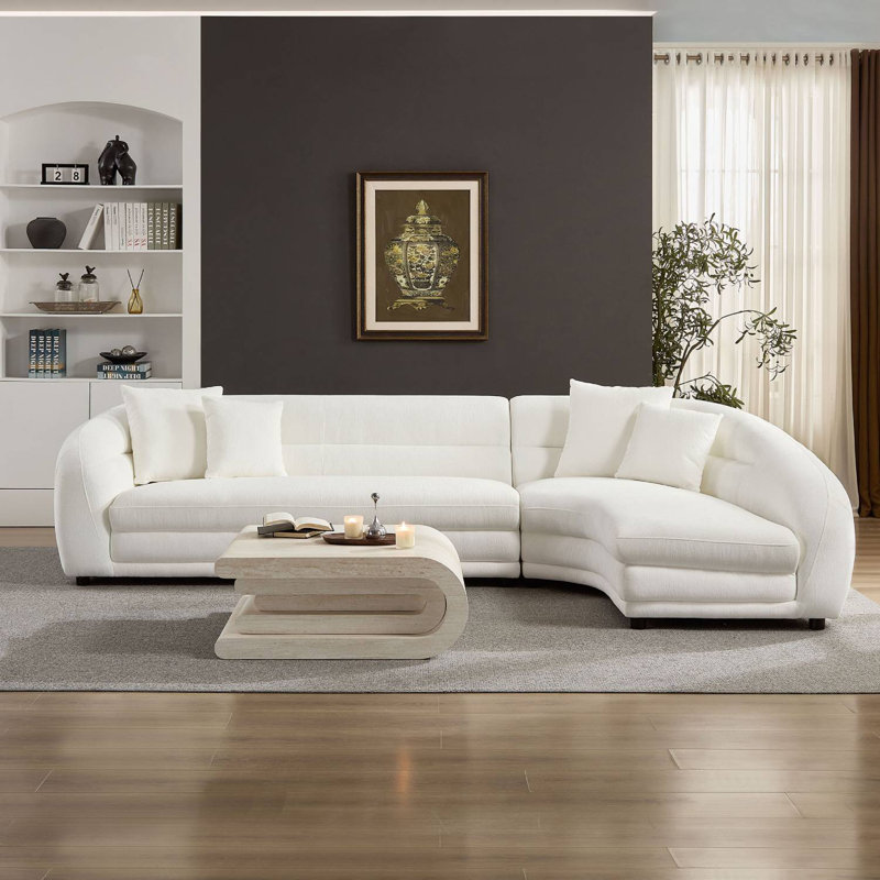 Canapé modulaire incurvé en forme de L 125 po avec coussins de confort 125 po, Face à la droite