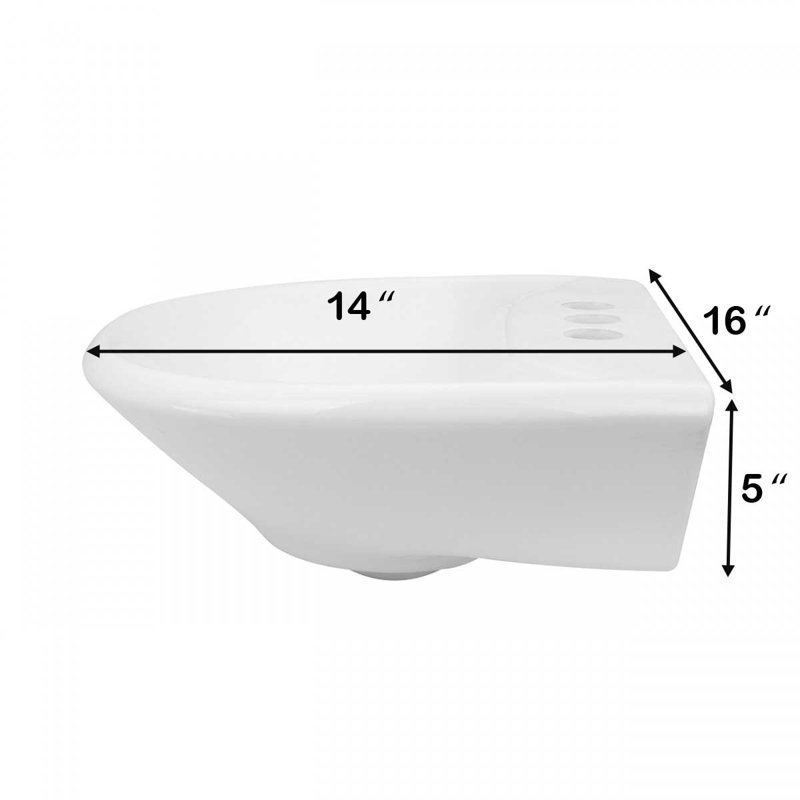 Ondine 16'' White Ceramic Wall-Mount Bathroom Sink with Overflow