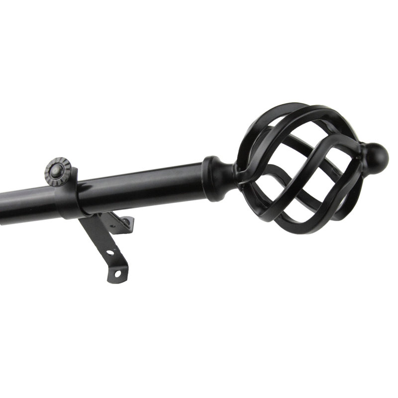 Tringle à rideaux simple Arnes, l 120 po à 170 po, Noir