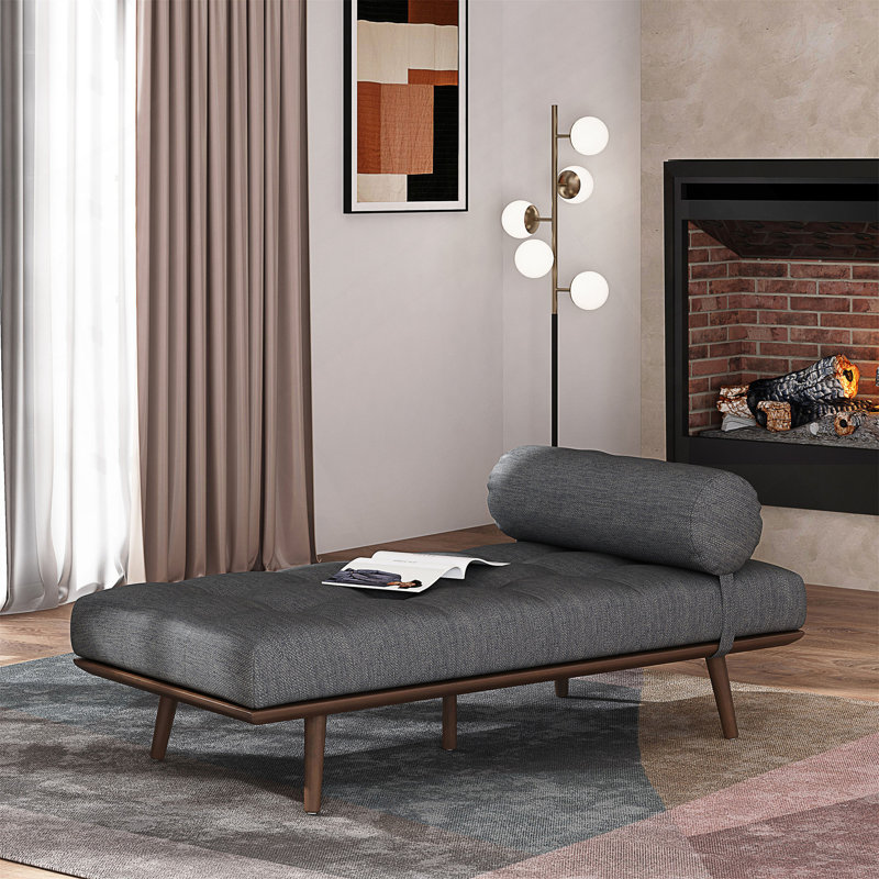 Chaise longue sans accoudoirs, Duplicata gris 100% polyester