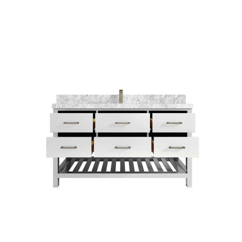 Ensemble de meuble-lavabo simple 60 po Parker, Marbre de Carrare