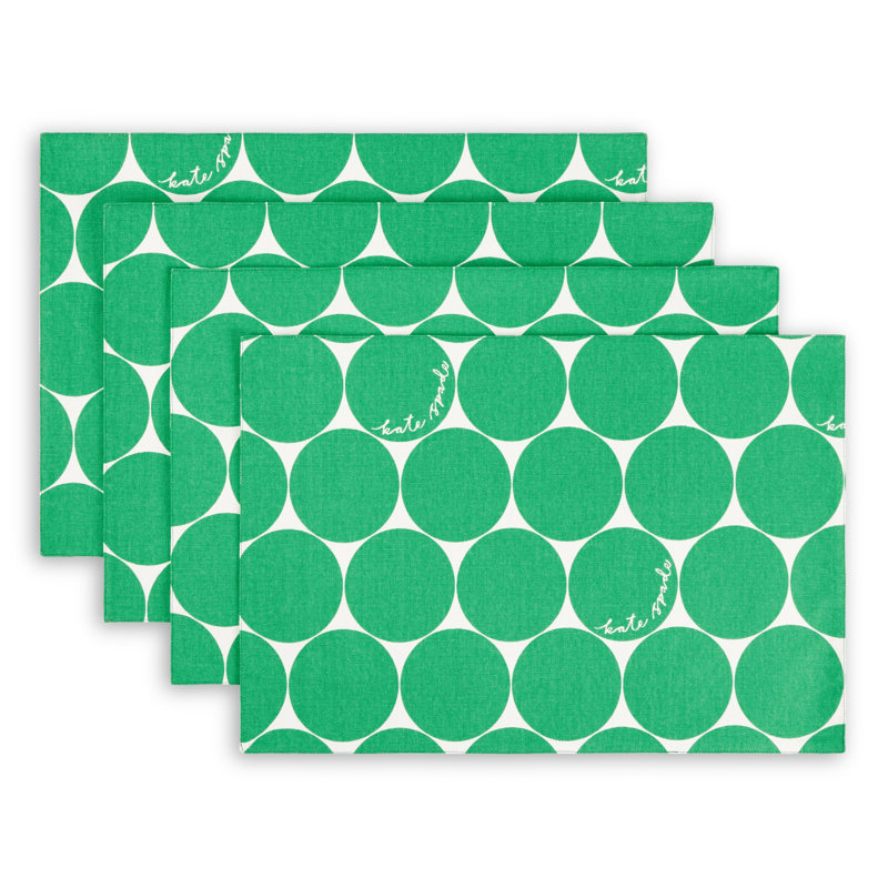 Loop And Dot 100% Cotton Rectangle, Green/White