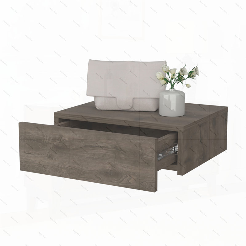 Vienna Floating Nightstand, Sleek Wall-Mounted Design with Spacious Drawer Storage, Dark Brown