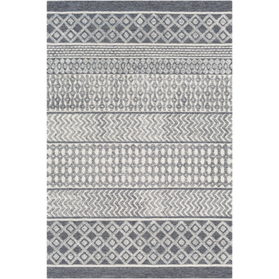 Abdera Handmade Tufted Wool Ivory/Charcoal Area Rug