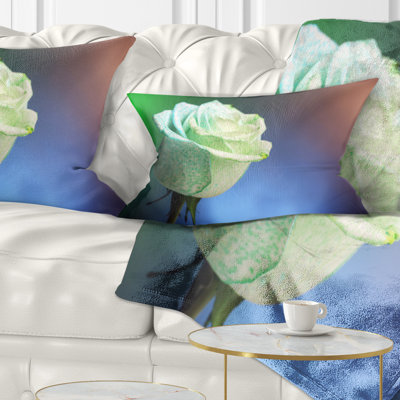 Beautiful White Painted Rose - Floral Printed Throw Pillow