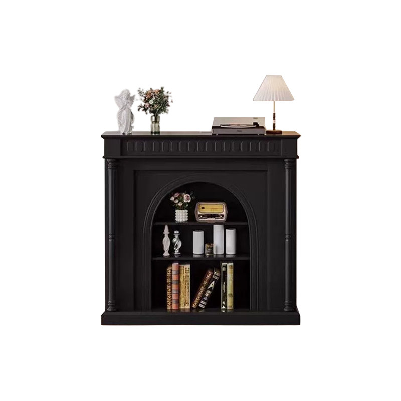 Black Solid Wood Freestanding Fireplace