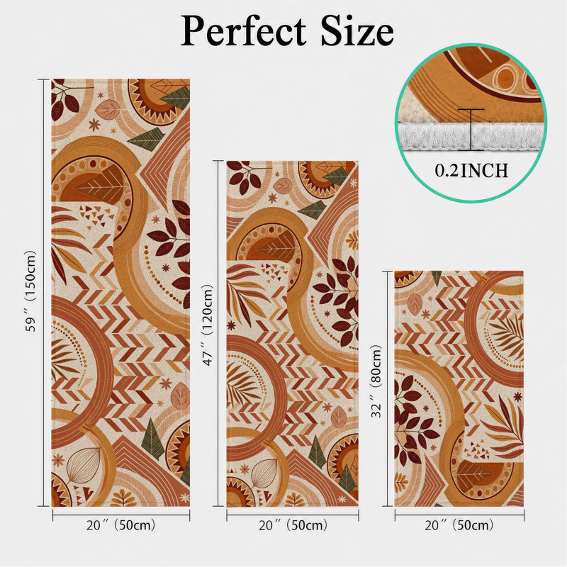 Tapis de cuisine lavables antidérapants Boho