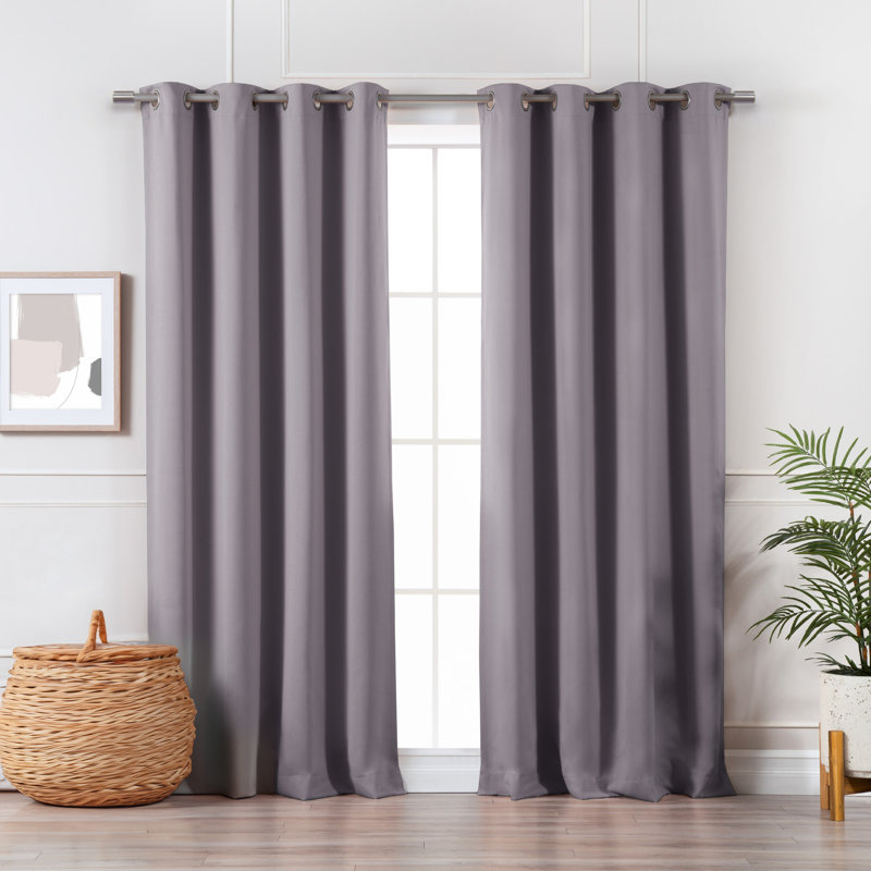 Schaeffer Solid Blackout Thermal Grommet Curtain Panels, 52" W x 96" L, Dove