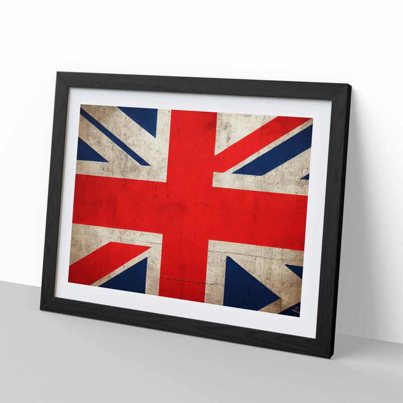 Abstract Union Jack Flag Vol.1 - Framed Print, 34cm H x 46cm W x 2cm D, Black Framed