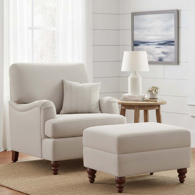Chaise d'appoint rembourrée avec repose-pieds