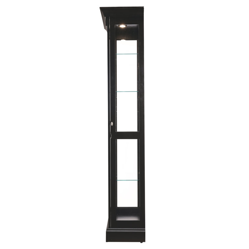 Brigid Lighted Curio Cabinet, Black Satin