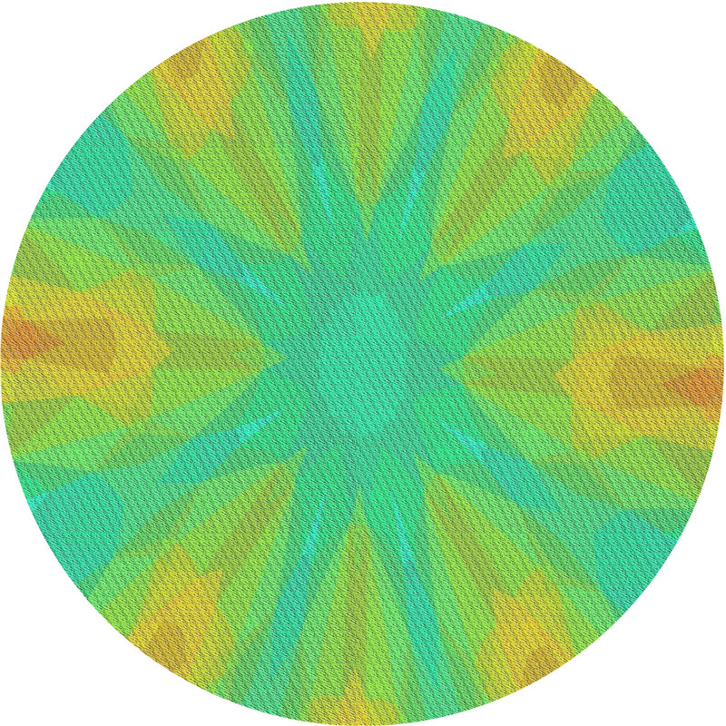 Tapis vert/jaune tissé à la machine, Rond 8 pi