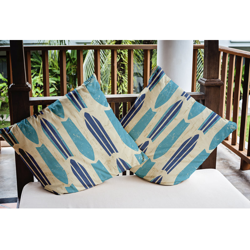 Surf, Sand, & Sea Indoor/Outdoor Reversible Throw Pillow, Turquoise, 20" H x 20" W
