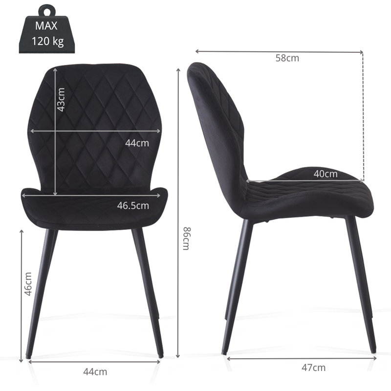 Stansky Upholstered Velvet Dining Chairs, Black