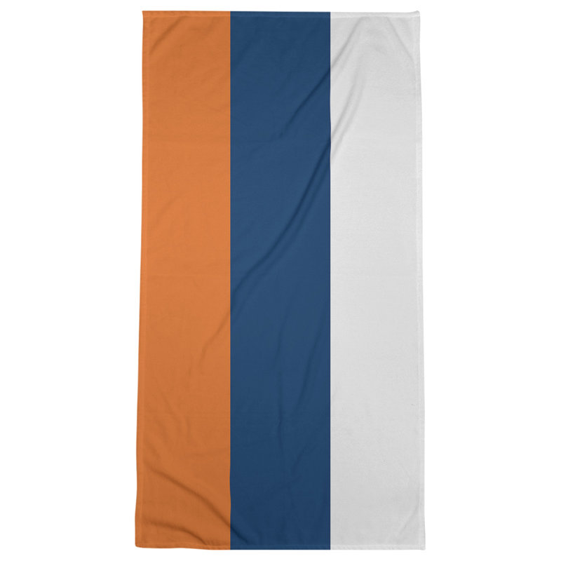 Bath Towel, Orange/Navy/White, Microfiber
