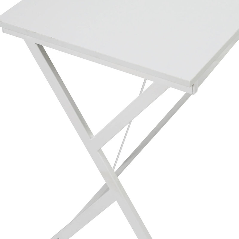 Space L-shape Desk In White With Metal Construction For Study Areas Craft Frame And Spacious Work Surface, White/White