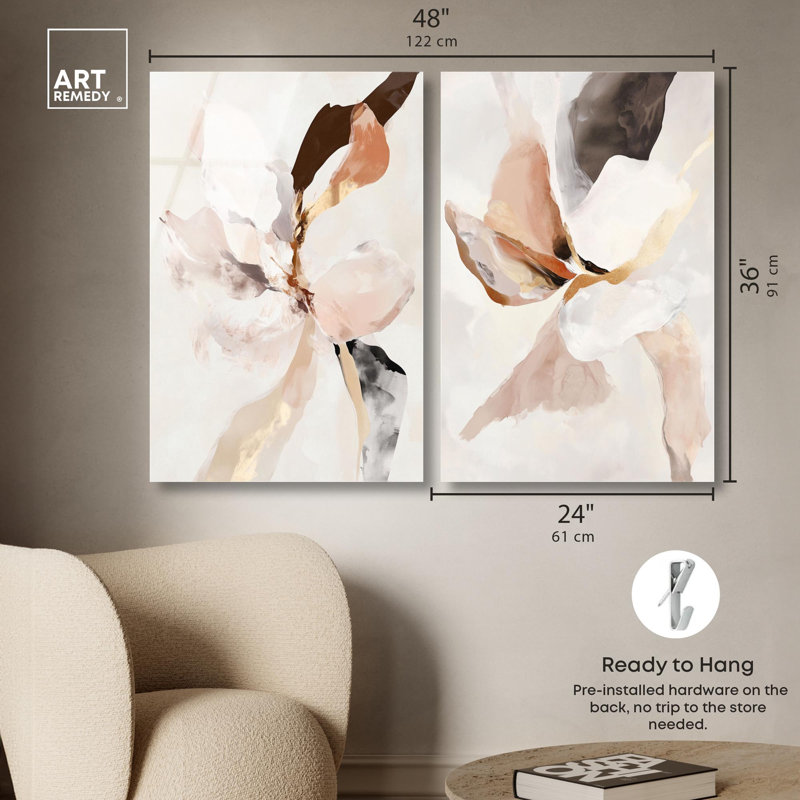 Moonscape Duo Acrylic Print Abstract Boho Art Set by Art Remedy, Ready to Hang, 10 x 15, H 36 po x l 24 po