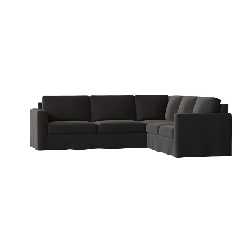 Bewley Upholstered L-Shaped Sectional, Dark Brown, Bella Toast Performance Velvet, Right Hand Facing