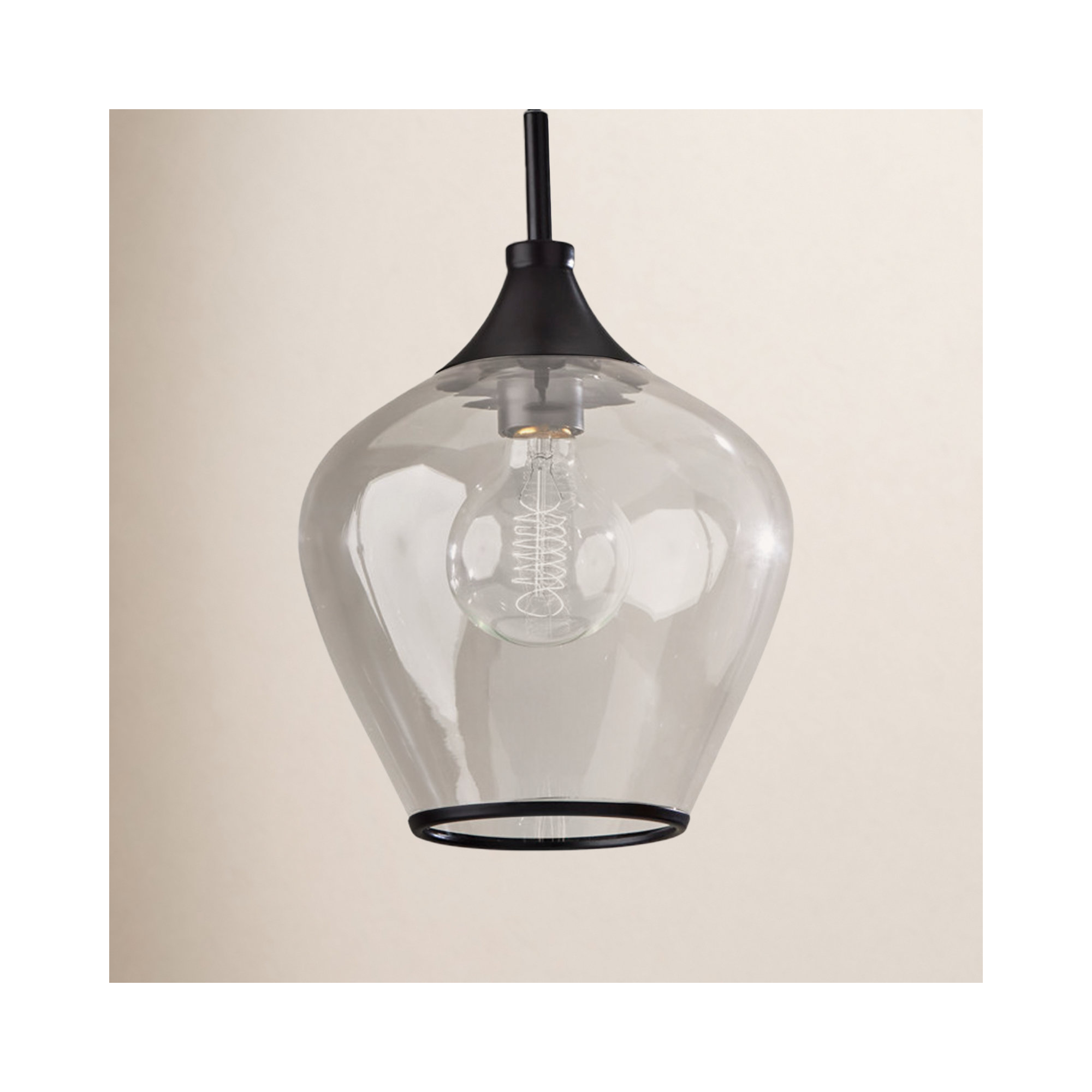 Single Light Glass Pendant, Dark Bronze