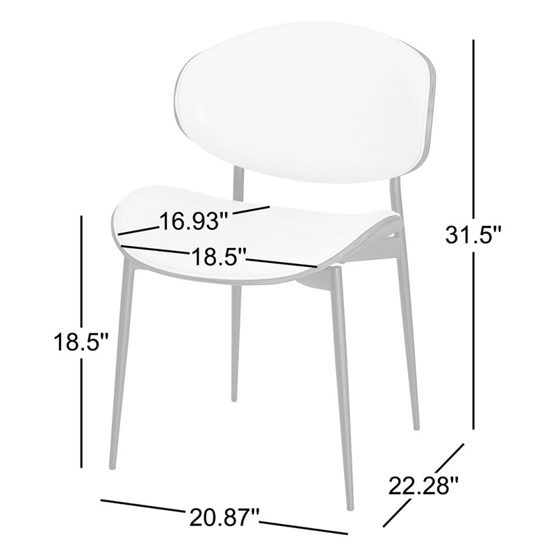 18.5'' H Upholstered Side Chair, White, Black