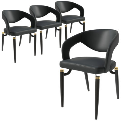 Wajaahat Modern Faux Leather Dining Chair, High Back C-Frame Side Chair, Contemporary Upholstered Accent Seating with Chrome Metal Legs
