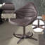 Fauteuil d'appoint en cuir et grain ébène avec pivot
