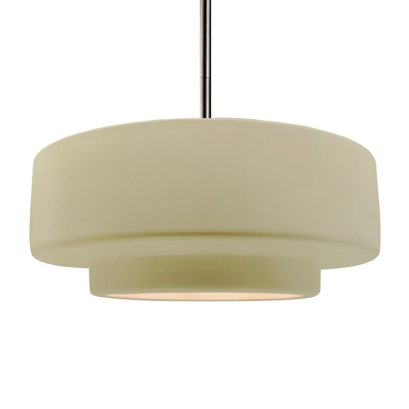 Luminaire suspendu à 1 lumière Meydan, Vanille lustrée, H 6 po x l 16,25 po x P 16,25 po, Nickel brossé