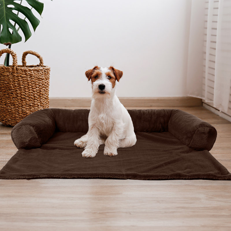 Petmaker 36" Dark Brown Plush Dog Bed with Memory Foam Bolster