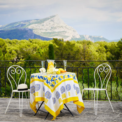 Lemon Tree Tablecloth - Blue/Yellow