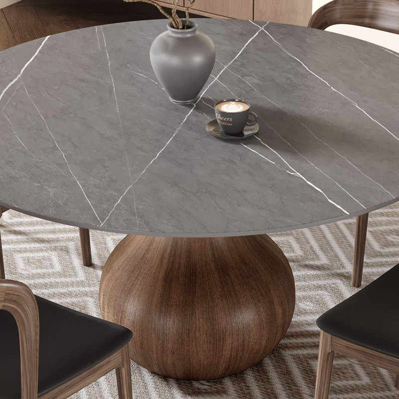 Table de salle à manger Otelia, 29.52"H x 59"L x 59"W, Gris
