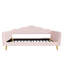 Lit de jour simple tapissier en vichy avec tête de lit ondulée festonnée et pieds dorés, aucun sommier nécessaire-654731739