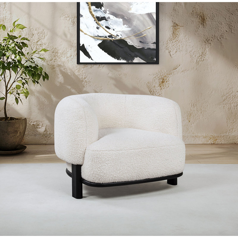 Fauteuil d'appoint Lawler, Polyester ivoire, Noir, noir, noir, noir