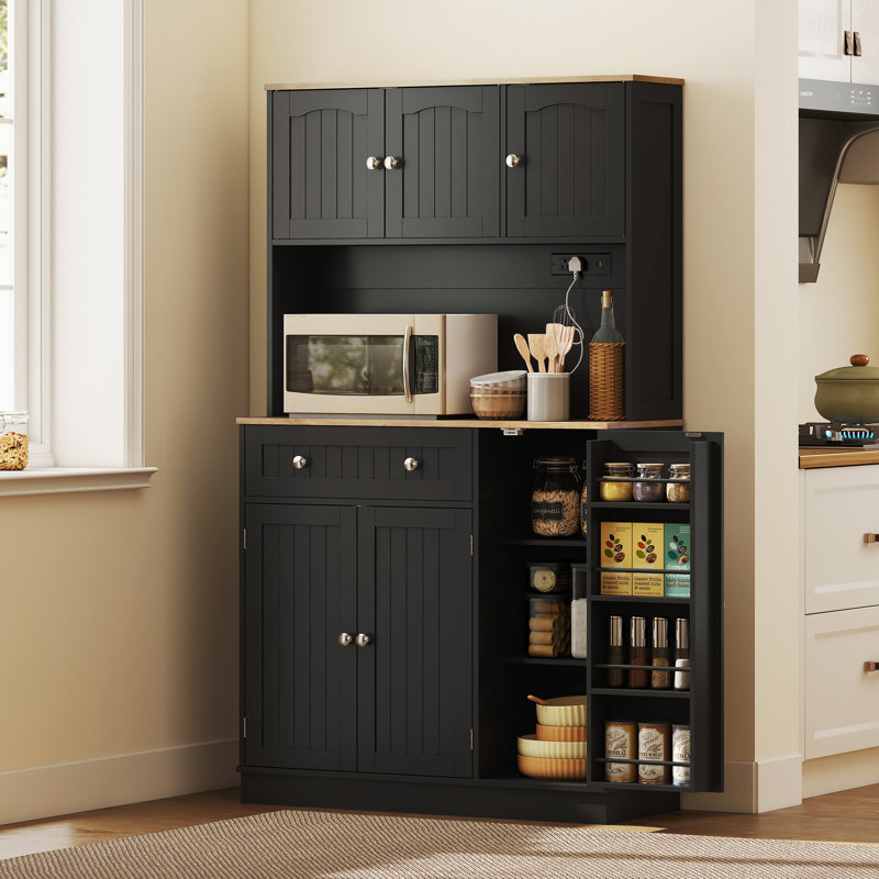 68 po, armoire de cuisine avec station de charge, 68 po, Blanc