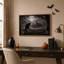 Art sur toile, "Chat noir sur pierre tombale avec maison hantée"-470154014