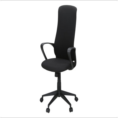 Chaise de bureau, hauteur réglable, accoudoirs, pivotant, ergonomique, travail, tissu noir, métal noir, contemporain, moderne