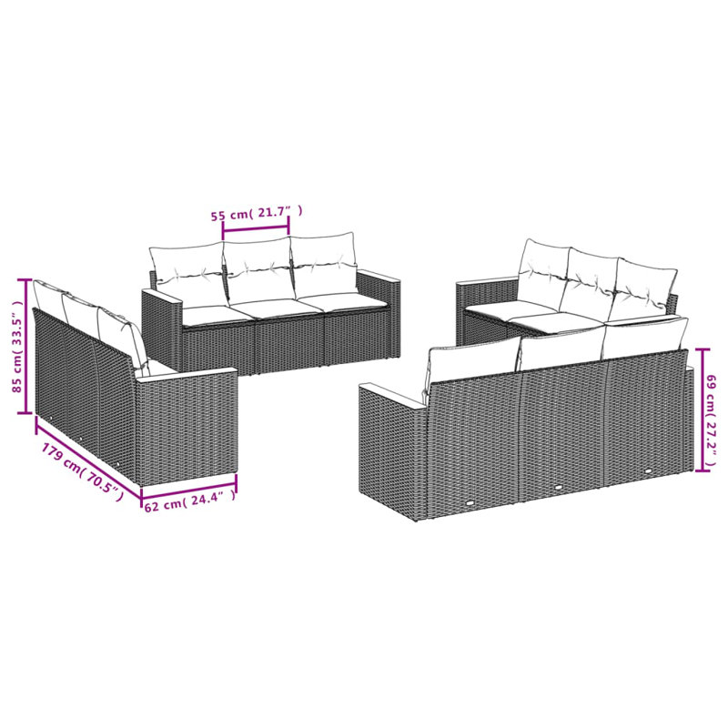 Vidaxl Garden Sofa Set Grey