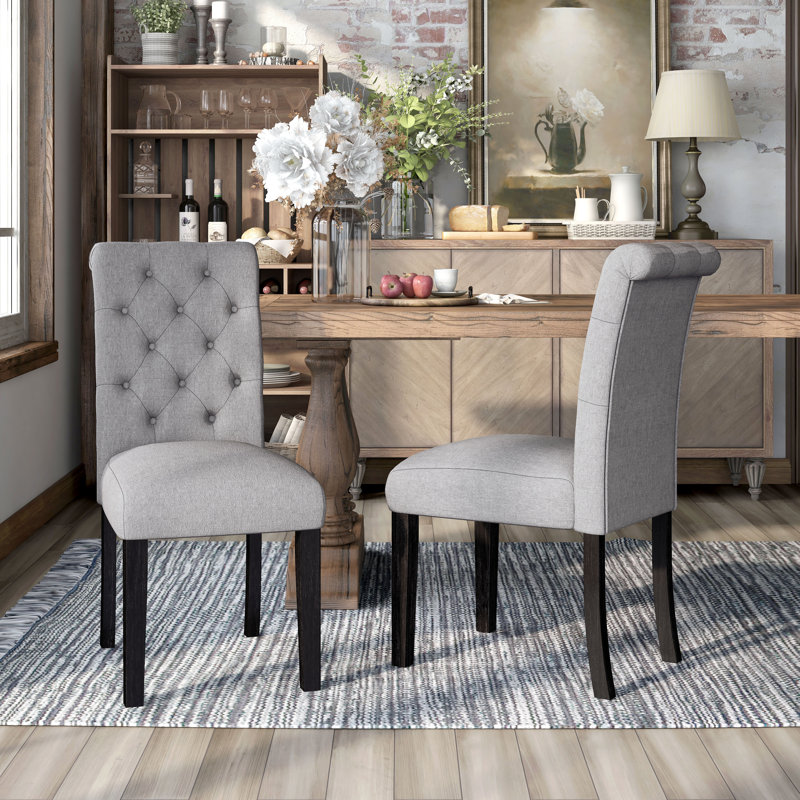 Julian Tufted Upholstered Side Chair, Light Gray