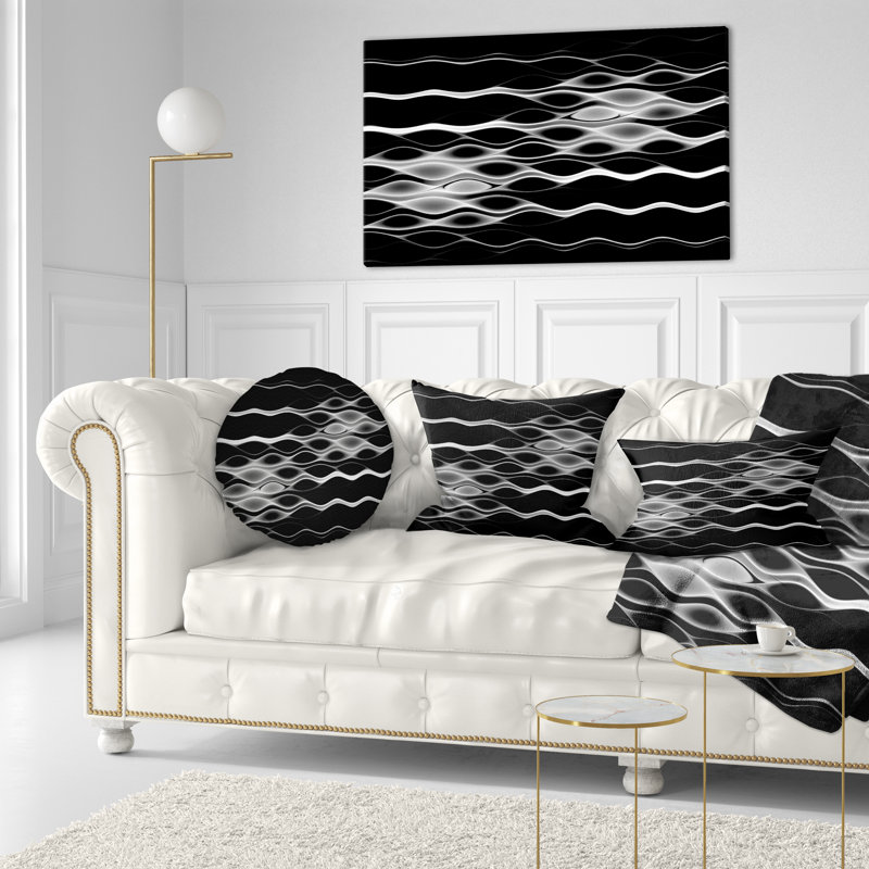 White Waves Fractal Pattern - Abstract Printed Pillow