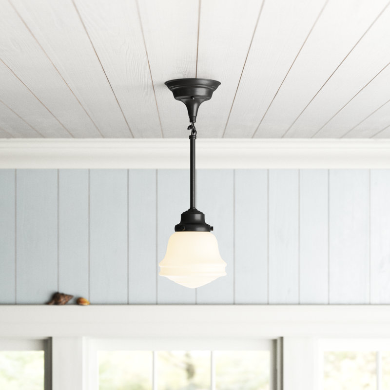 Margaree 1 - Light Single Pendant, Oil Rubbed Bronze, White Milk Glass