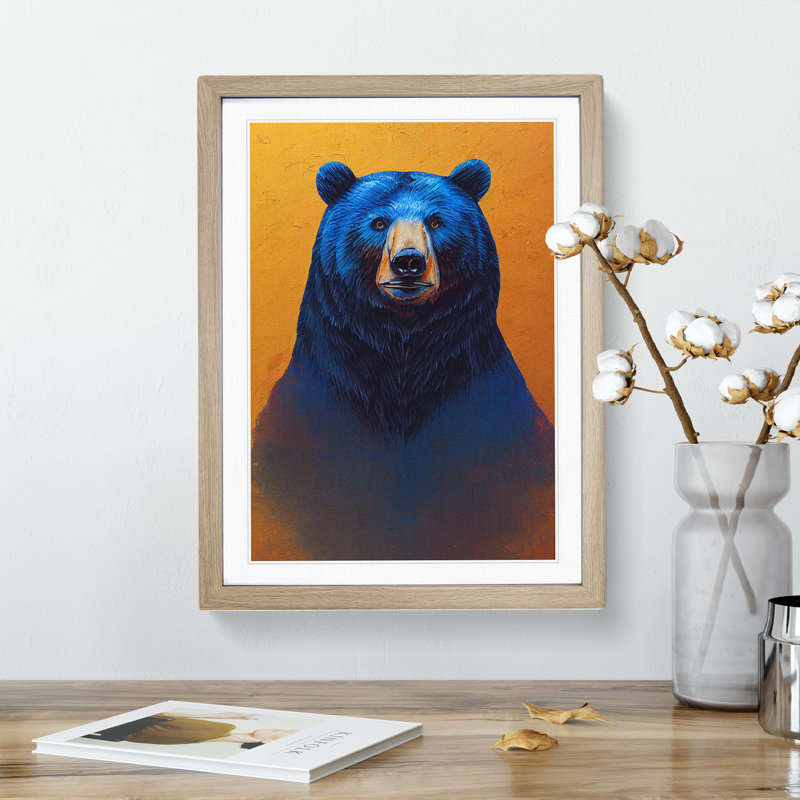 Stupendous Bear - Single Picture Frame Painting, 64cm H x 46cm W x 2cm D, Oak Framed