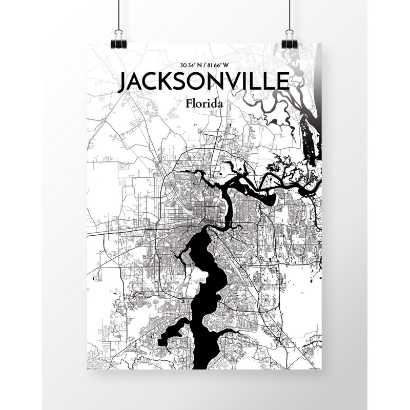 Jacksonville City Map - No Frame Print, 85 cm H x 45.7 cm W