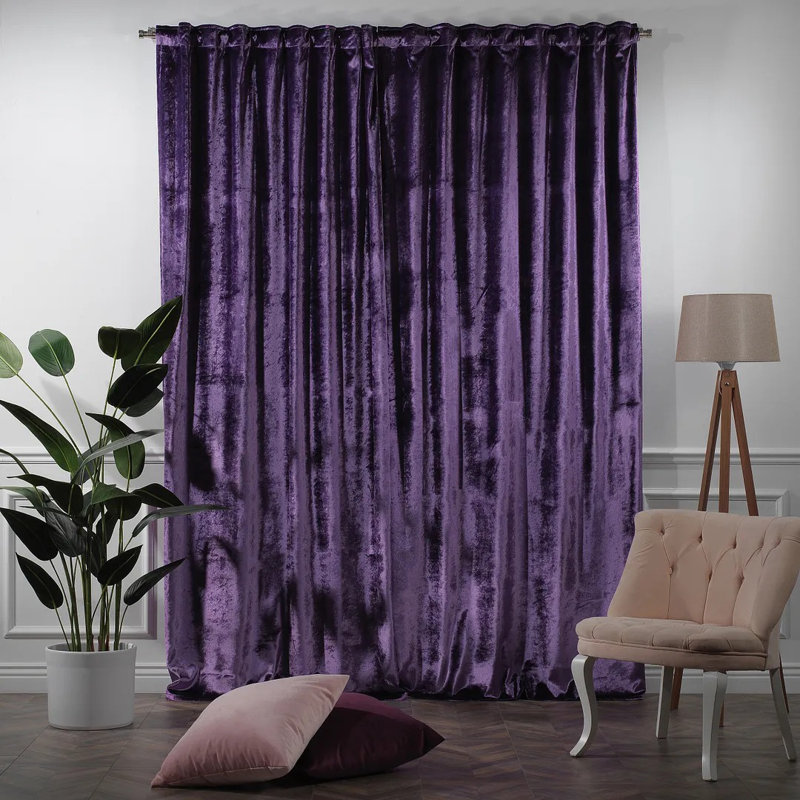 Rideau simple extra long et extra large en velours brillant de luxe, Mauve, L 100 po x L 108 po