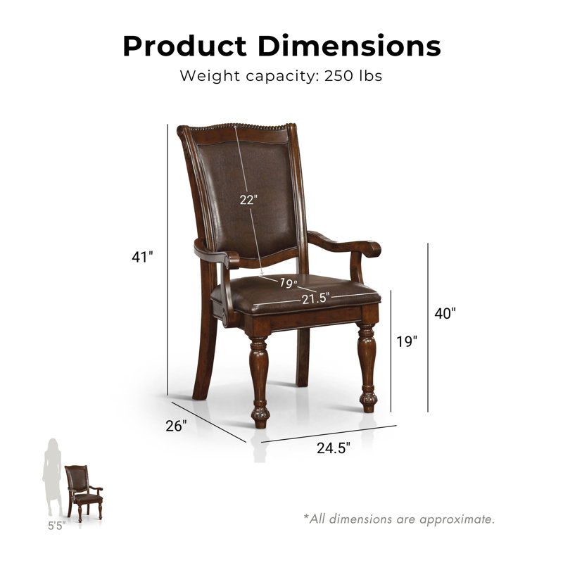 Chaise avec accoudoirs Calie, Cerisier brun