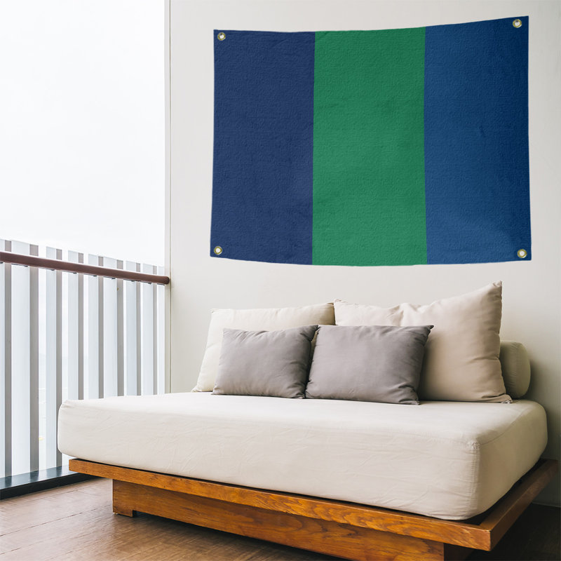 Tapisserie de polyester Vancouver, H 50 po x l 59 po x P 1 po, Bleu / vert / bleu foncé