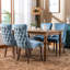 Chaise en velours bleu pour la salle à manger, fabrication en bois massif, haute, élégante, moderne, chaises rembourrées Sw8809lb (2), revêtement, pieds, conception américaine confortable-1580483630-1580483633