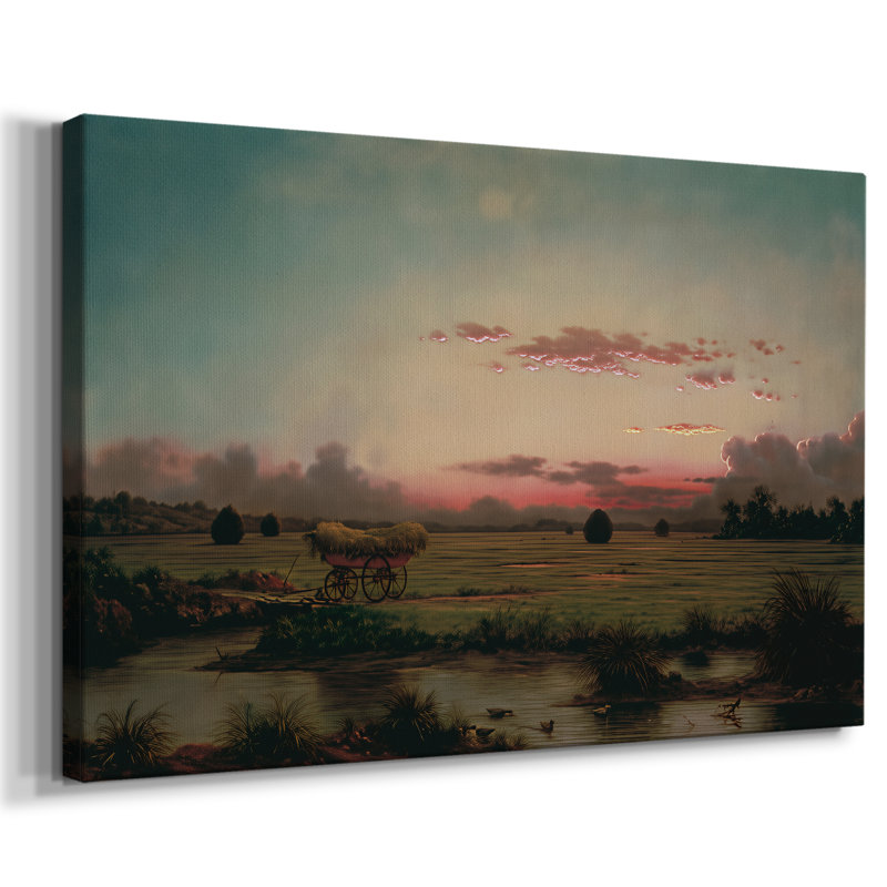 Coucher de soleil sur les marais (avec chariot à foin) - Martin Johnson Heade - Toile tendue avec châssis - c. 1860, 24 x 36